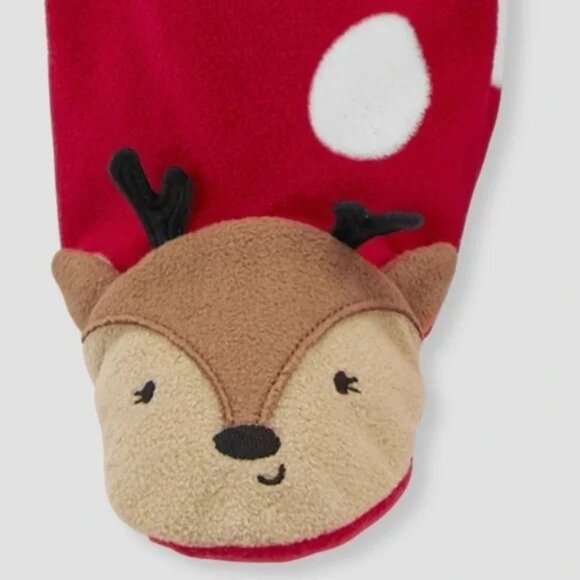 Carter's Just One You Baby Girls Reindeer Dot Footed Pajama Red 3M - Picture 3 of 6